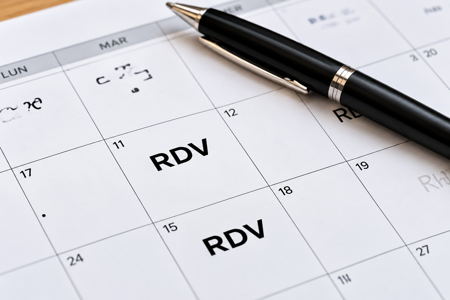 Agenda avec des rendez-vous clients planifiés